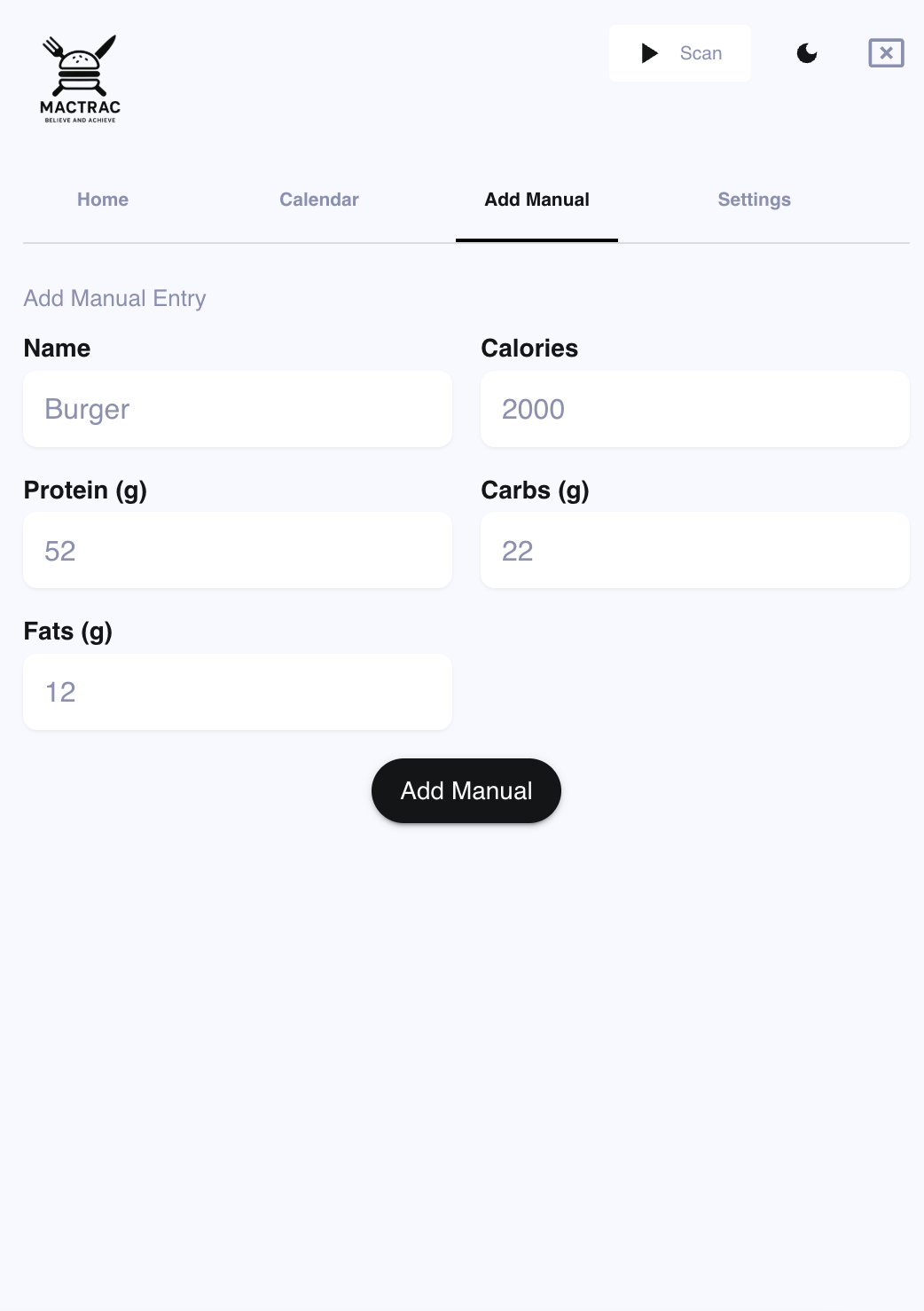MacTrac weekly planner interface