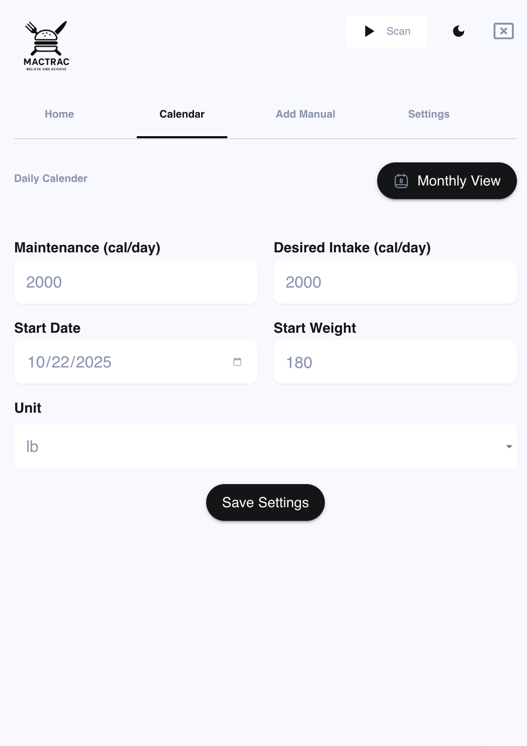 MacTrac progress dashboard